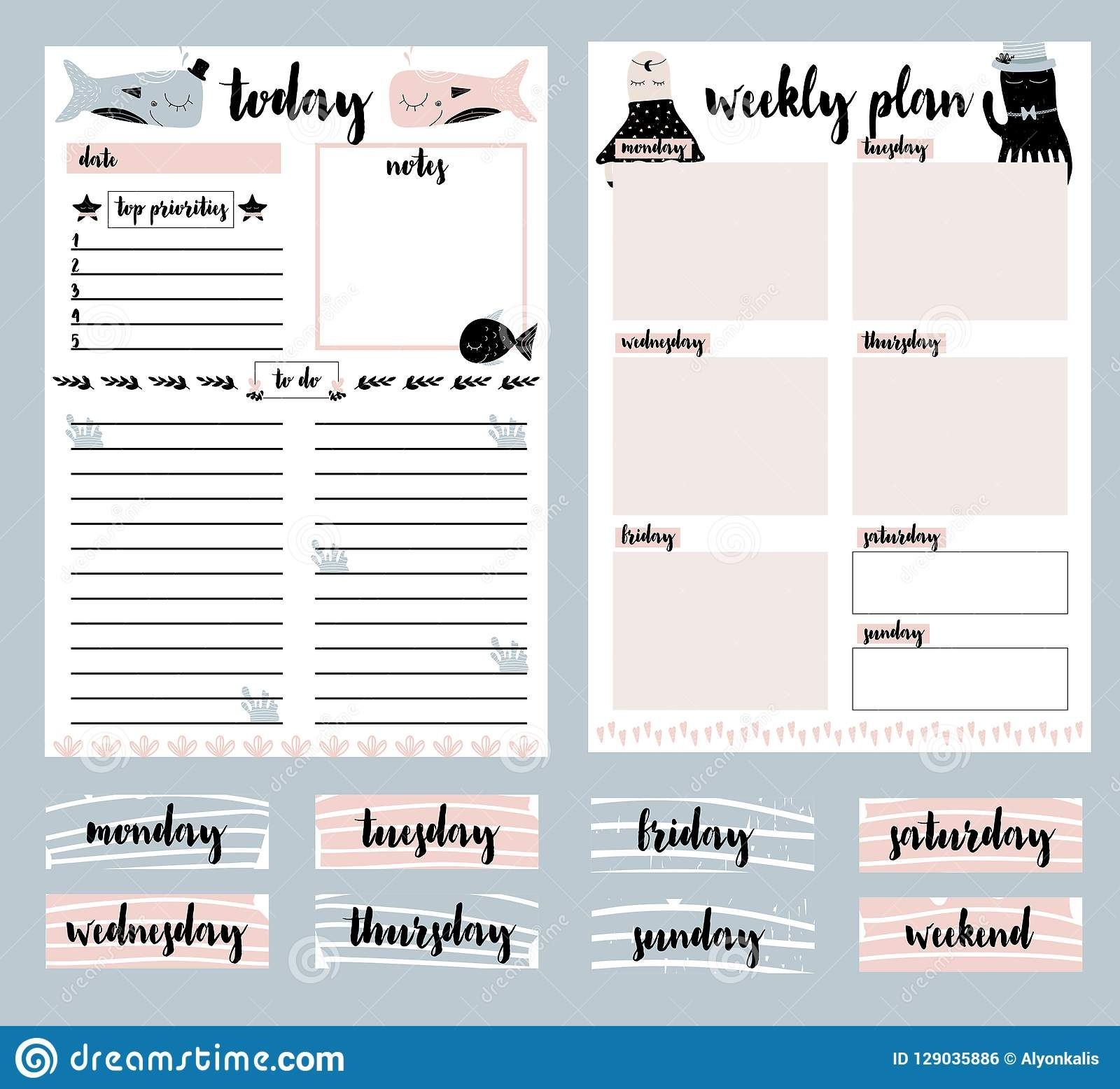 clip art, collection of daily planner, weekly planner