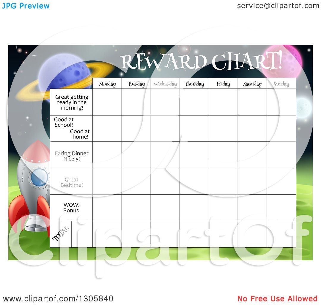 clipart of a space exploration themed reward chart for