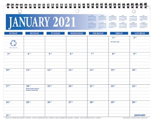 Cwc 811 2021 Wall Calendar 8 5 X 11 Inches