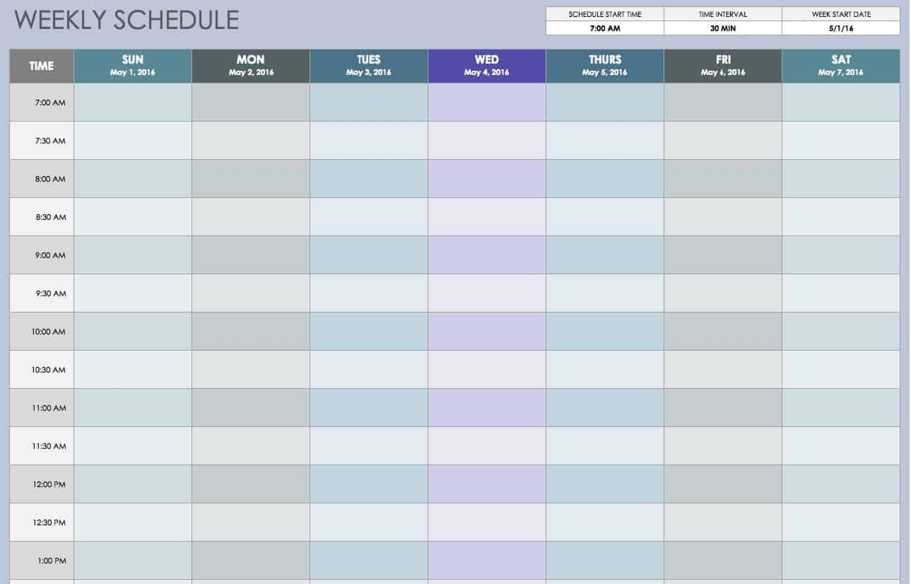 Daily Calendar Template 30 Minute Increments | Calendar