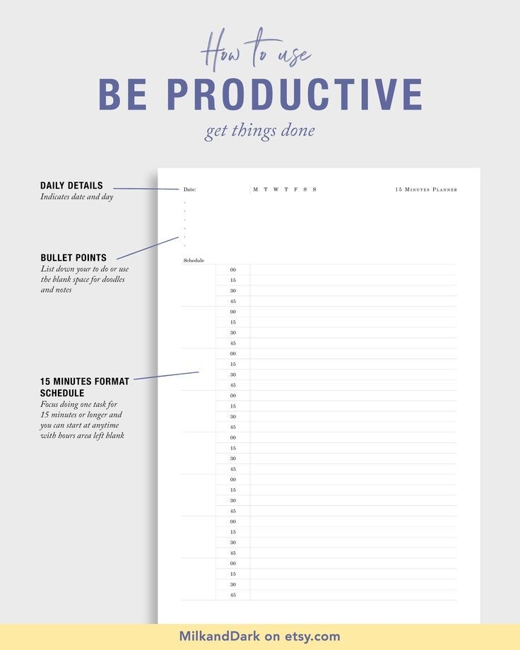 daily schedule planner printable 15 minutes tracker to do