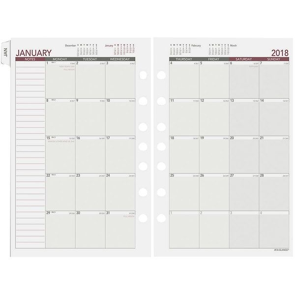 Day Runner 061685y 5 1/2" X 8 1/2" Monthly Planning Pages