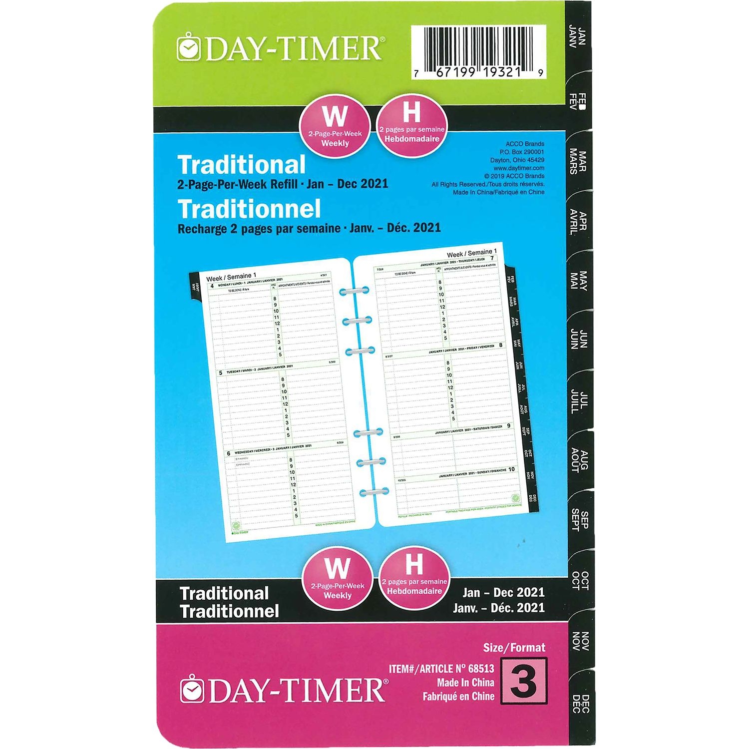 day timer 12 month weekly planner refill, 6 3/4&quot; x 3 3/4