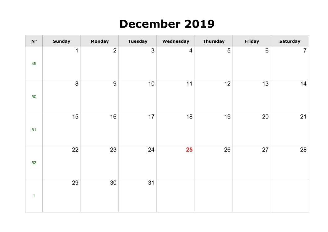 December 2019 Printable Calendar Create Your Calendar