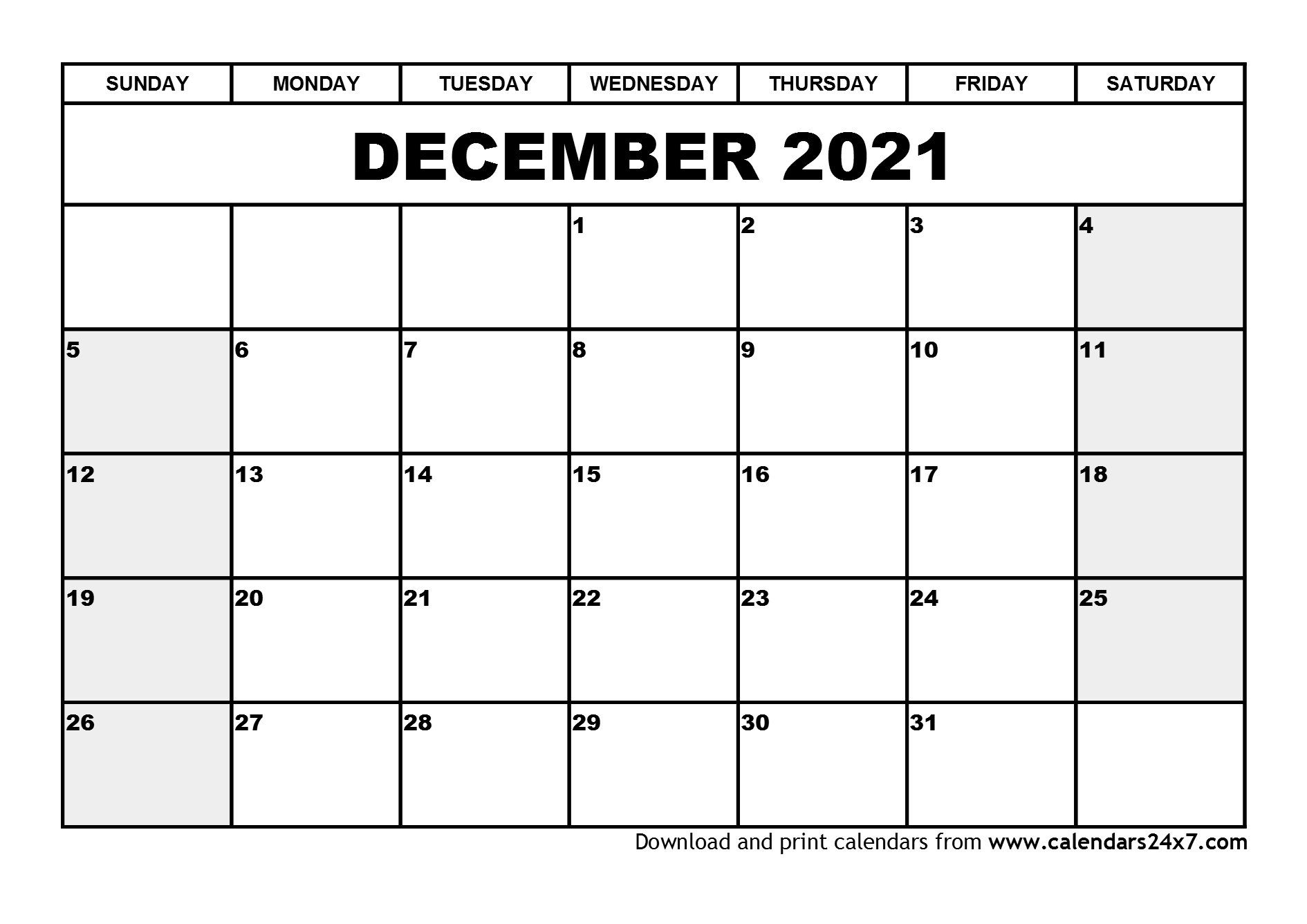 December 2021 Calendar & January 2022 Calendar