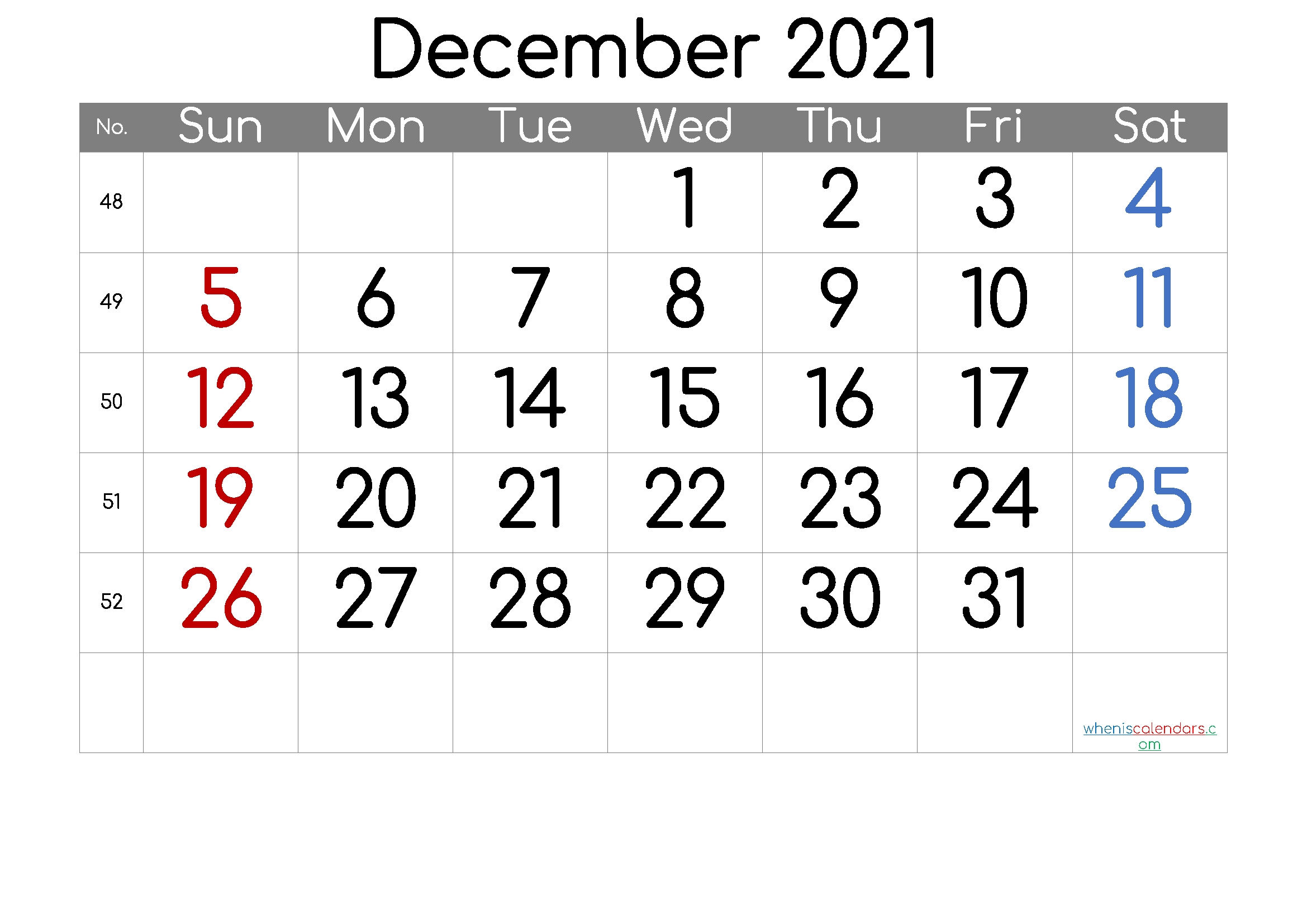 December 2021 Printable Calendar [free Premium] In 2020