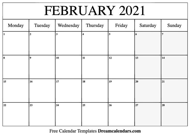 Download Ideas February 2021 Free Printable Calendar In