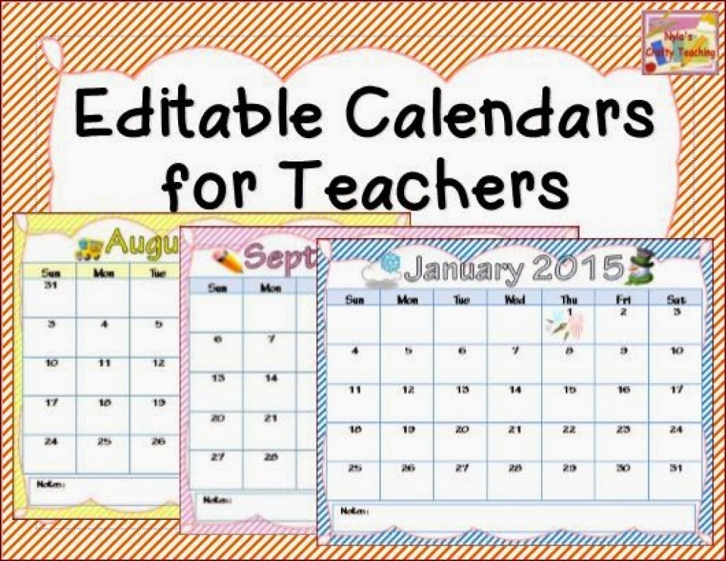 Editable Calendars For Teachers : Free Calendar Template