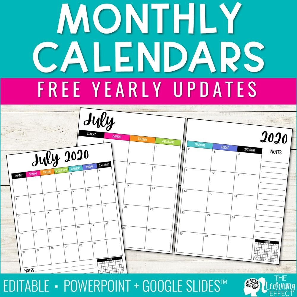 editable monthly calendars 2020 2021 | free yearly updates