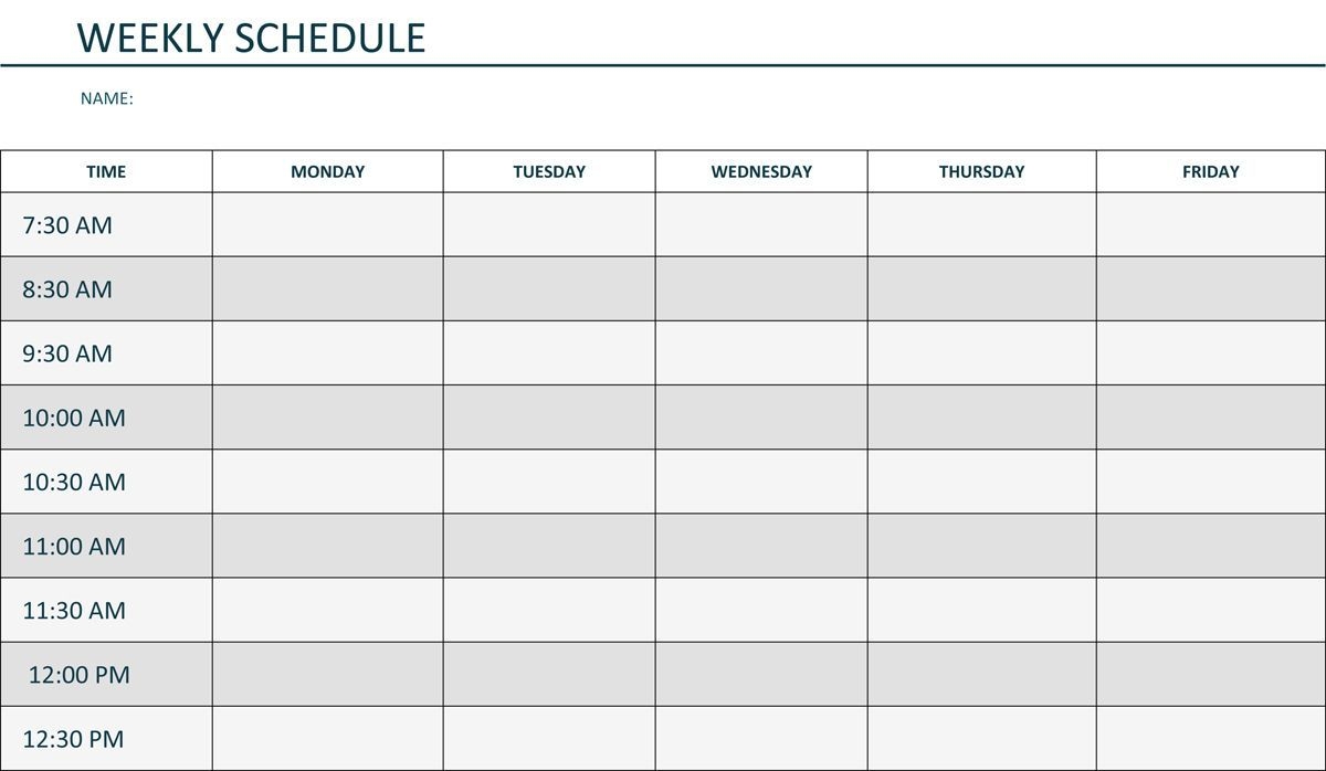 editable weekly schedule template in word | schedule