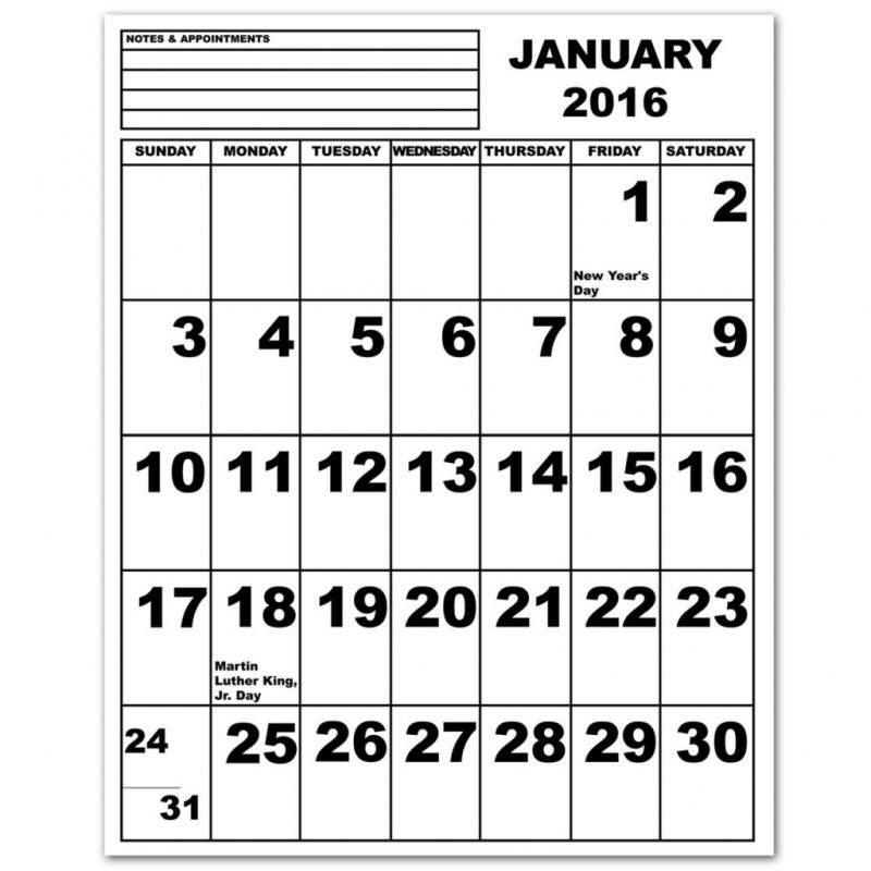 Extra Large Printable Calendar : Free Calendar Template