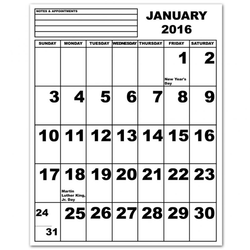 Printable Large Calendar