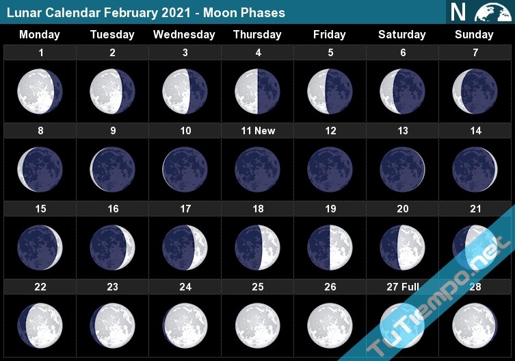 February 2021 Full Moon Phases Calendar Calendar 2020