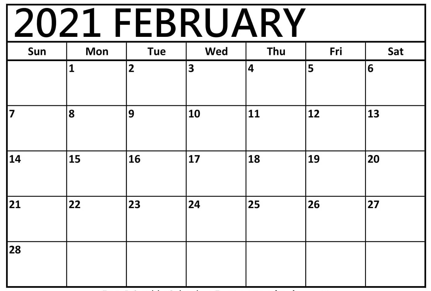 February 2021 Printable Calendar Pdf Monthly Worksheets