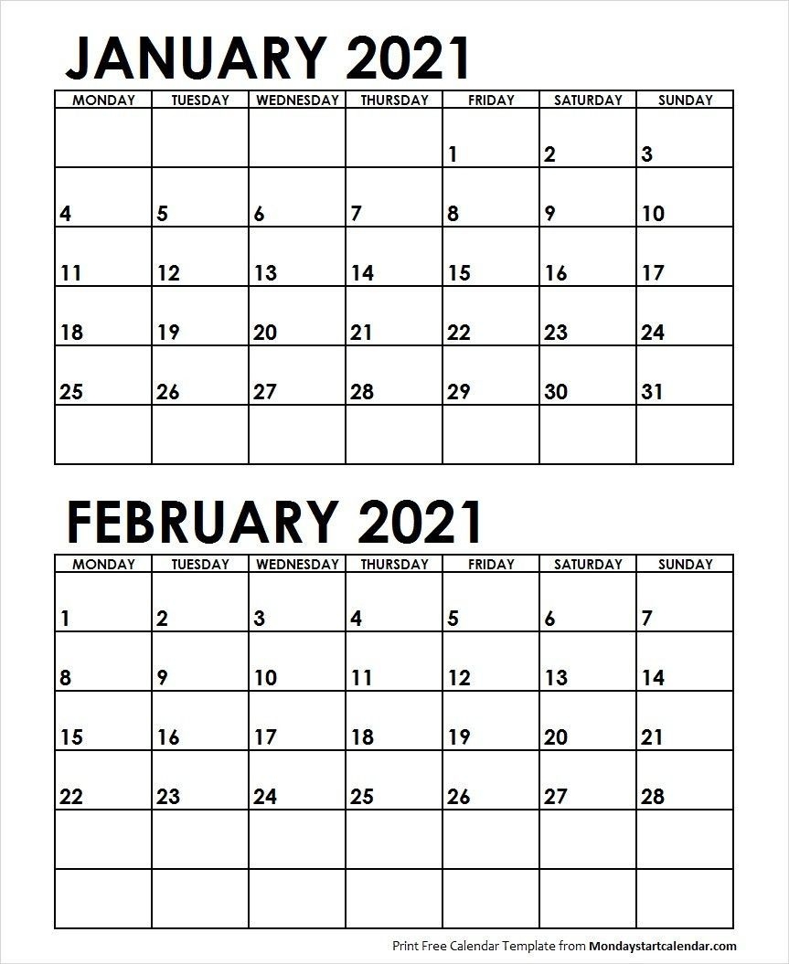 February Calendar 2021 Monday Start | February Calendar