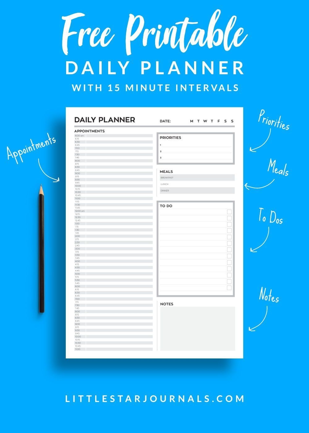 Free 15 Minute Daily Planner Printable | Daily Planner