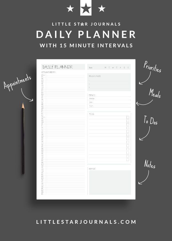 Free 15 Minute Daily Planner Printable | Druckbare Planer