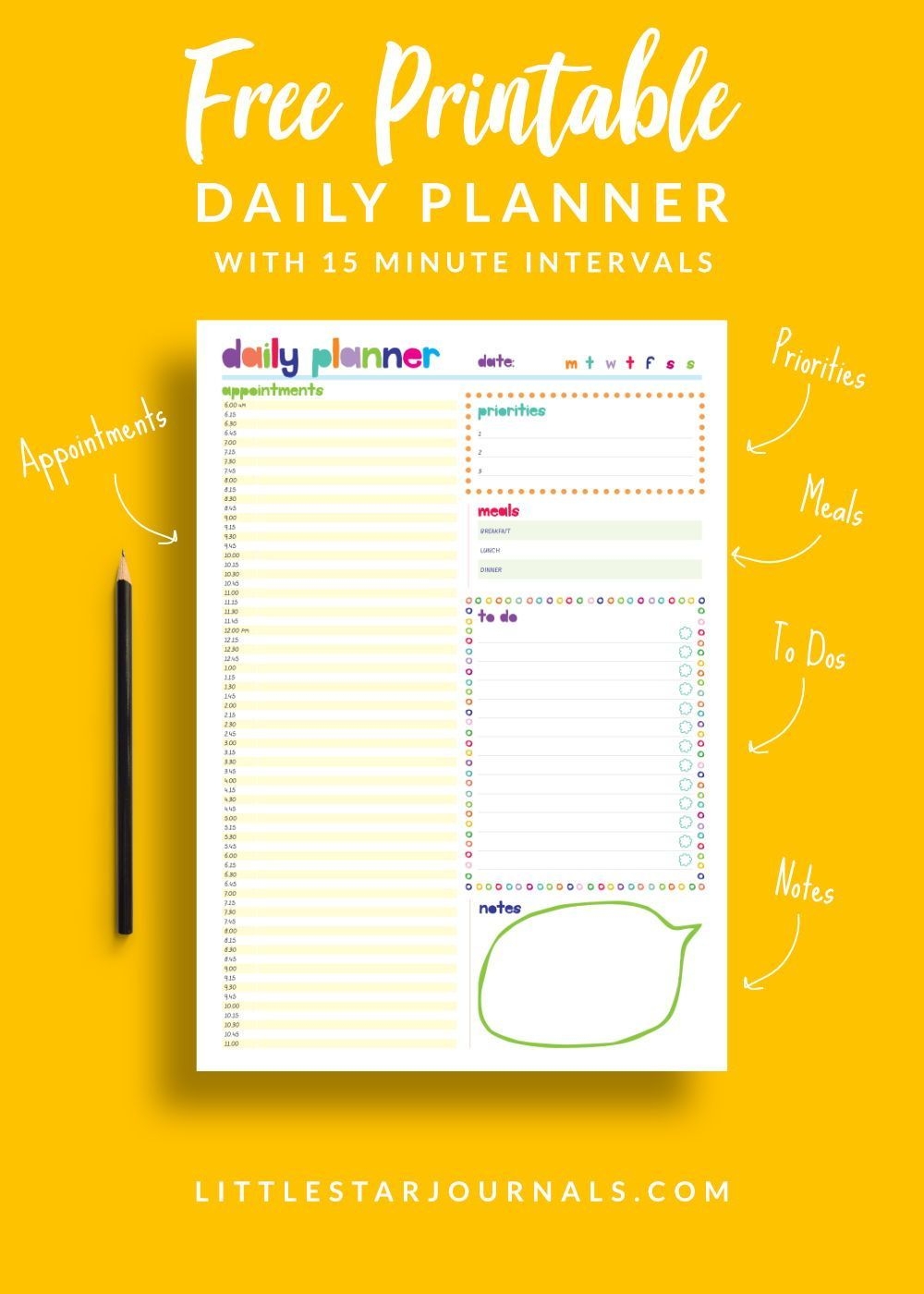 Free 15 Minute Daily Planner Printable Little Star