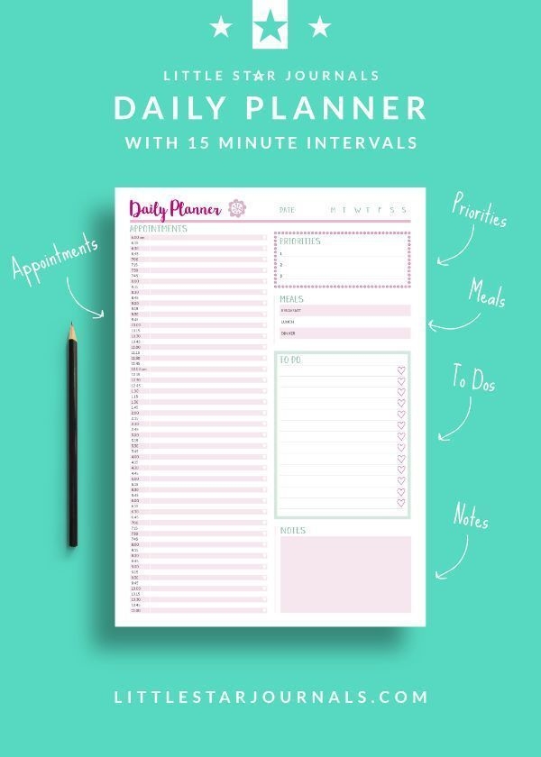 Free 15 Minute Daily Planner Printable Little Star