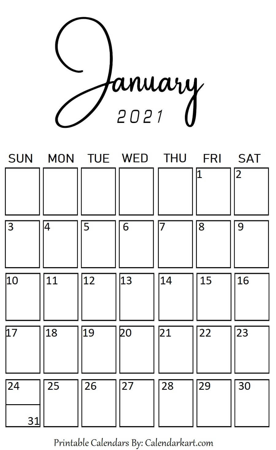 free 2021 printable vertical calendar | month calendar