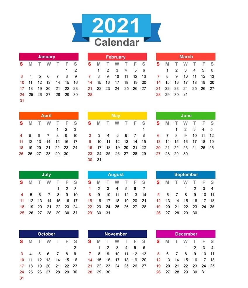 Free 2021 Yearly Calender Template : 2021 Calendar