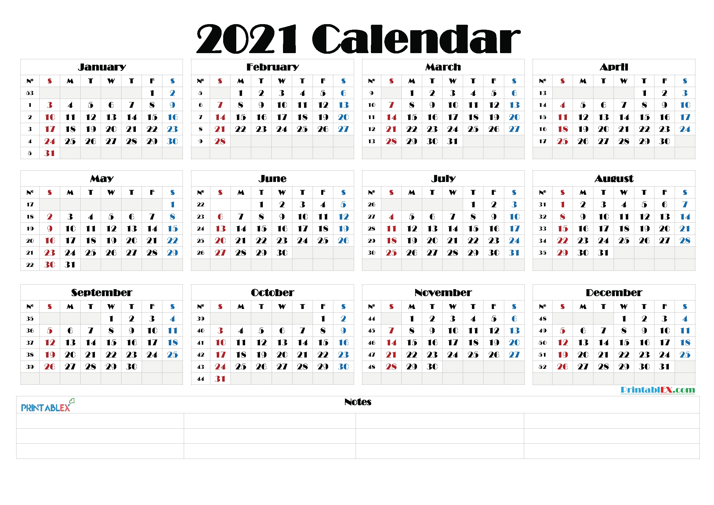 free 2021 yearly calender template 2021 printable yearly