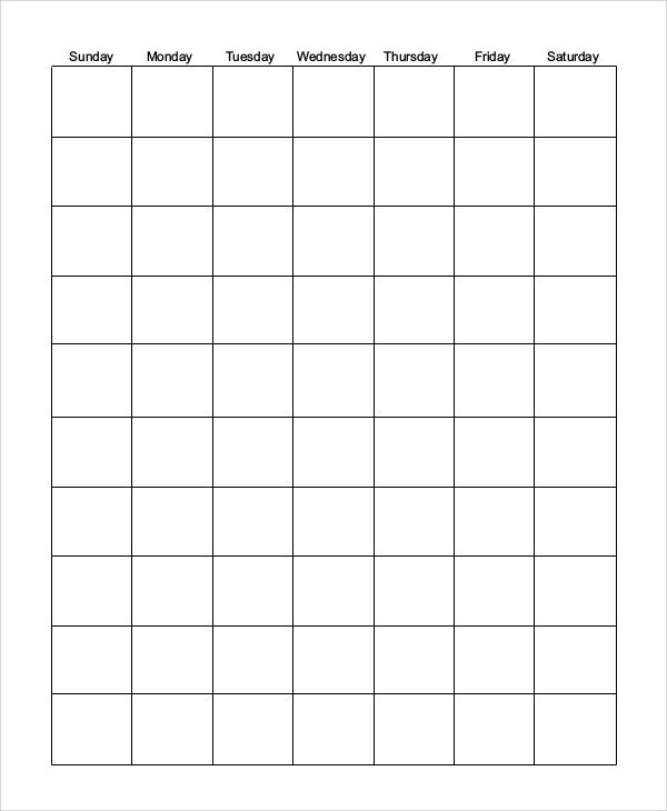 free 6 printable blank calendar templates in pdf | ms word