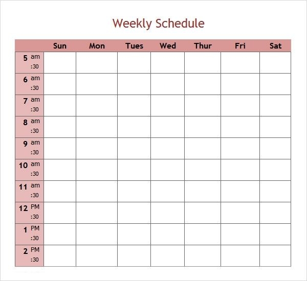 free 7 weekend scheduled samples in google docs | ms word