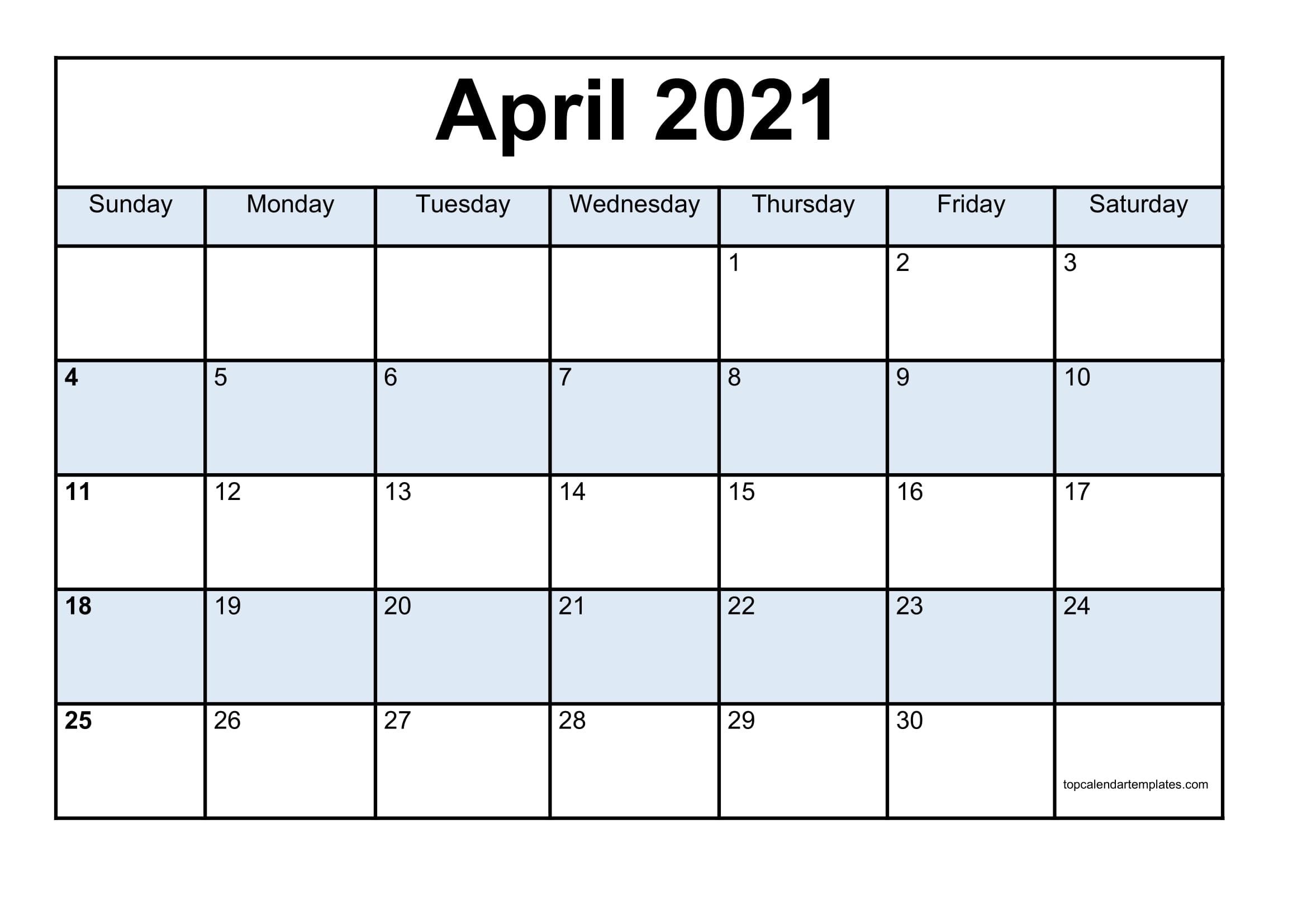 free april 2021 printable calendar in editable format