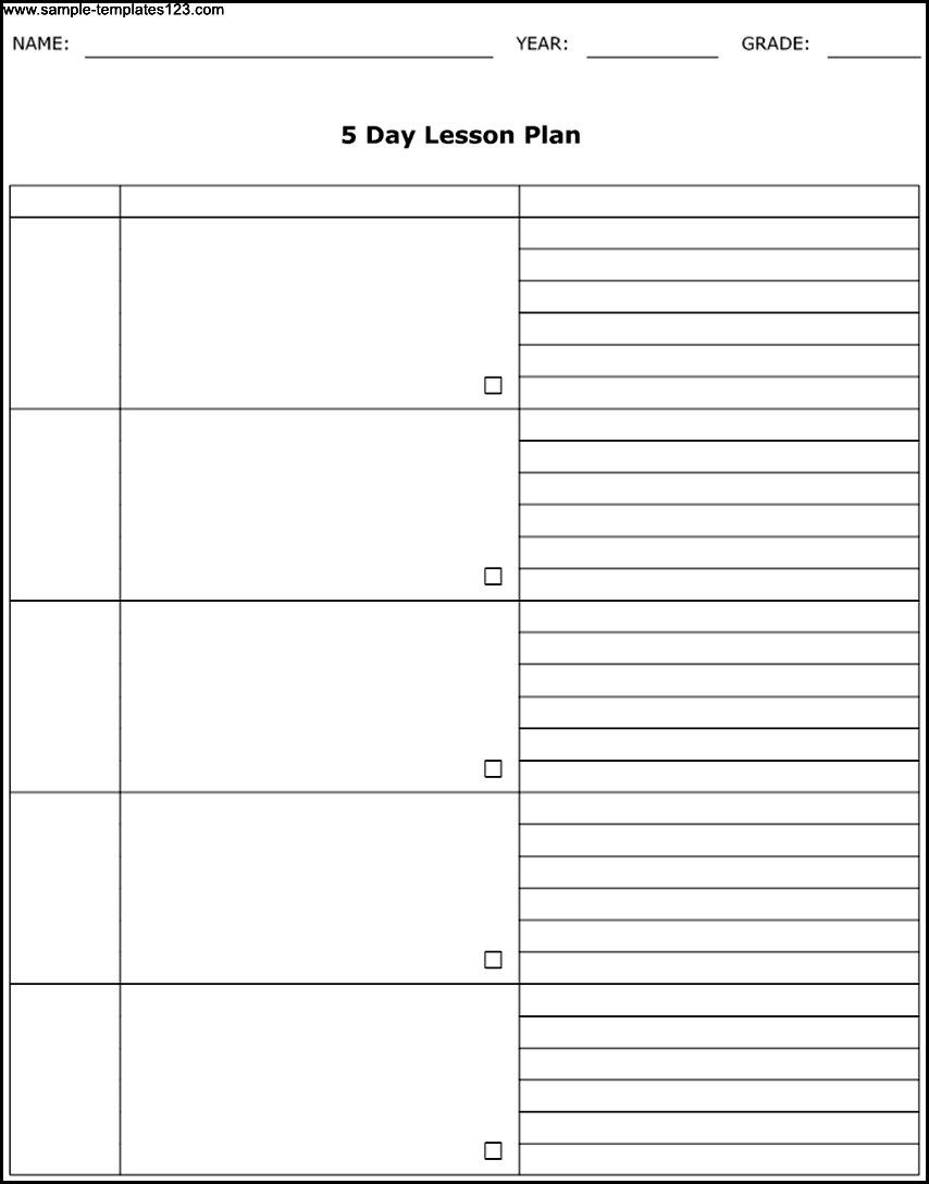 free blank calendar template 5 day week template