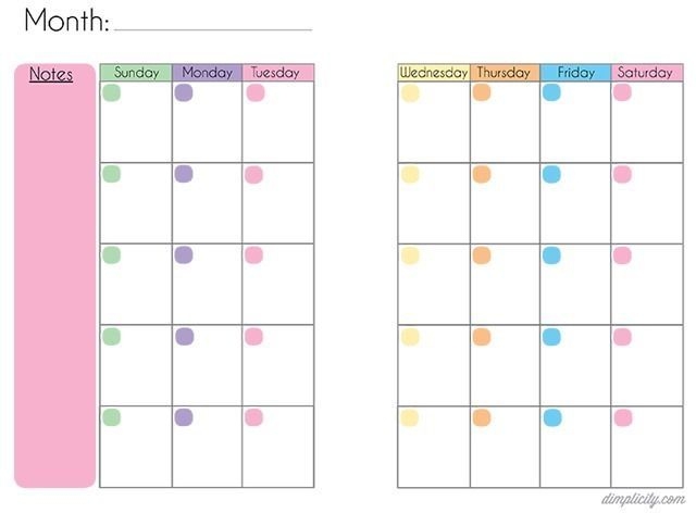 Free Blank Mini Binder Calendar Printables | Planner Pages