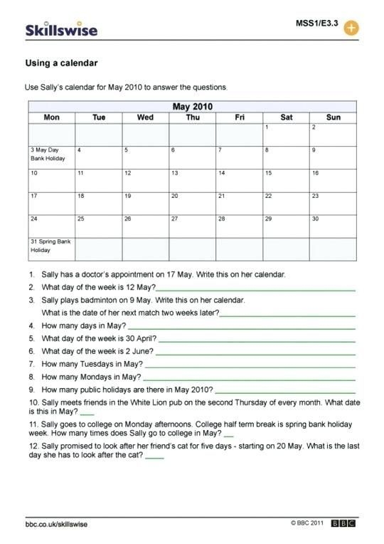 Free Calendar Worksheets For Grade 2 Design 4 | 2nd Grade