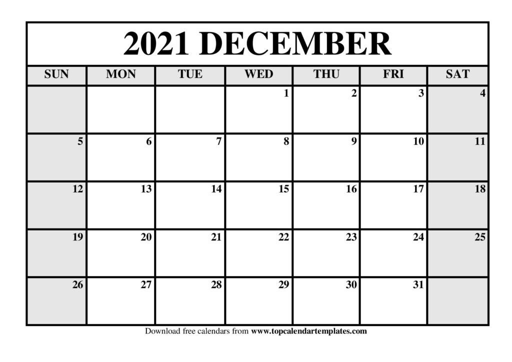 free december 2021 calendar printable blank templates