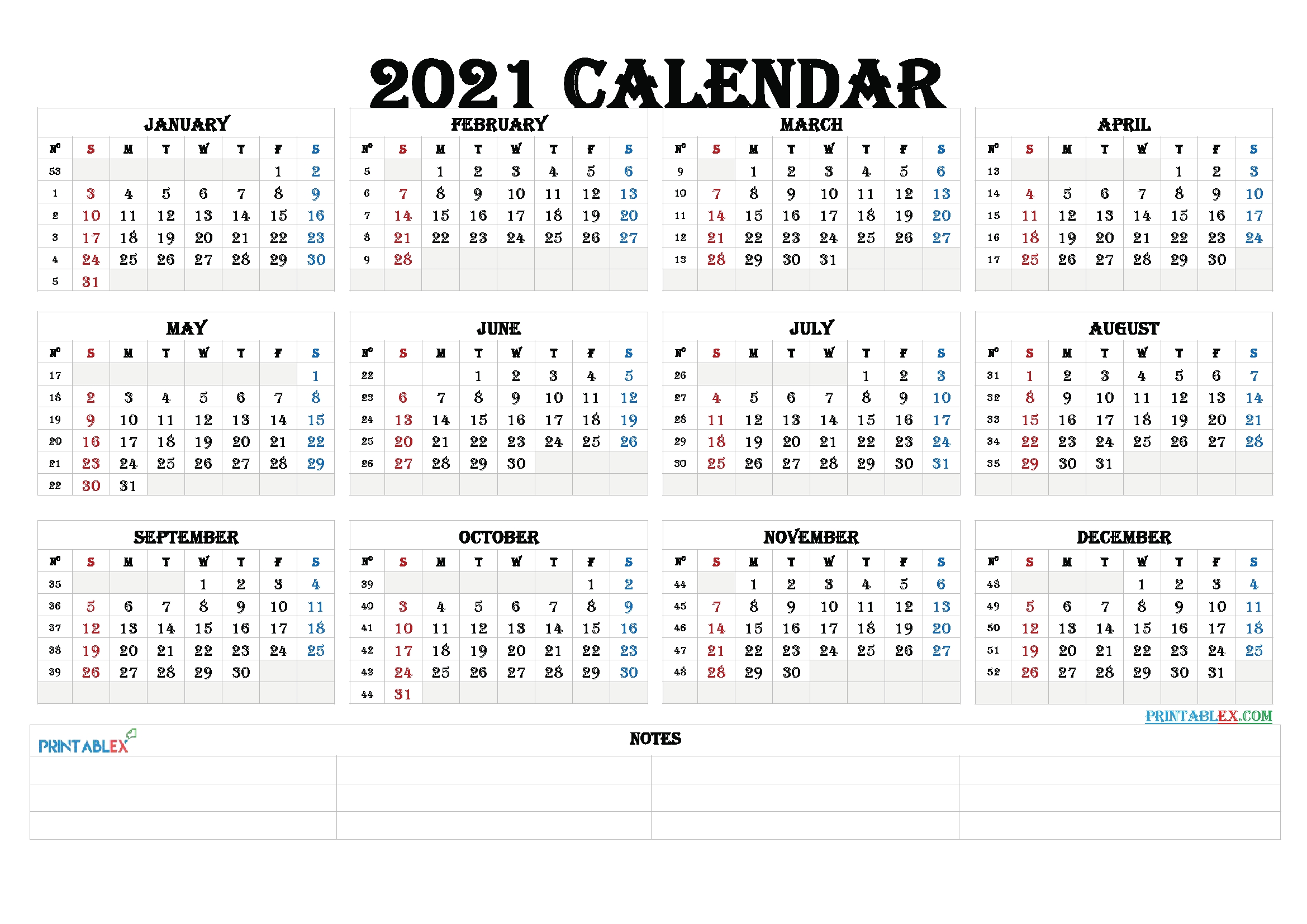 Free Editable Weekly 2021 Calendar : 2021 Editable