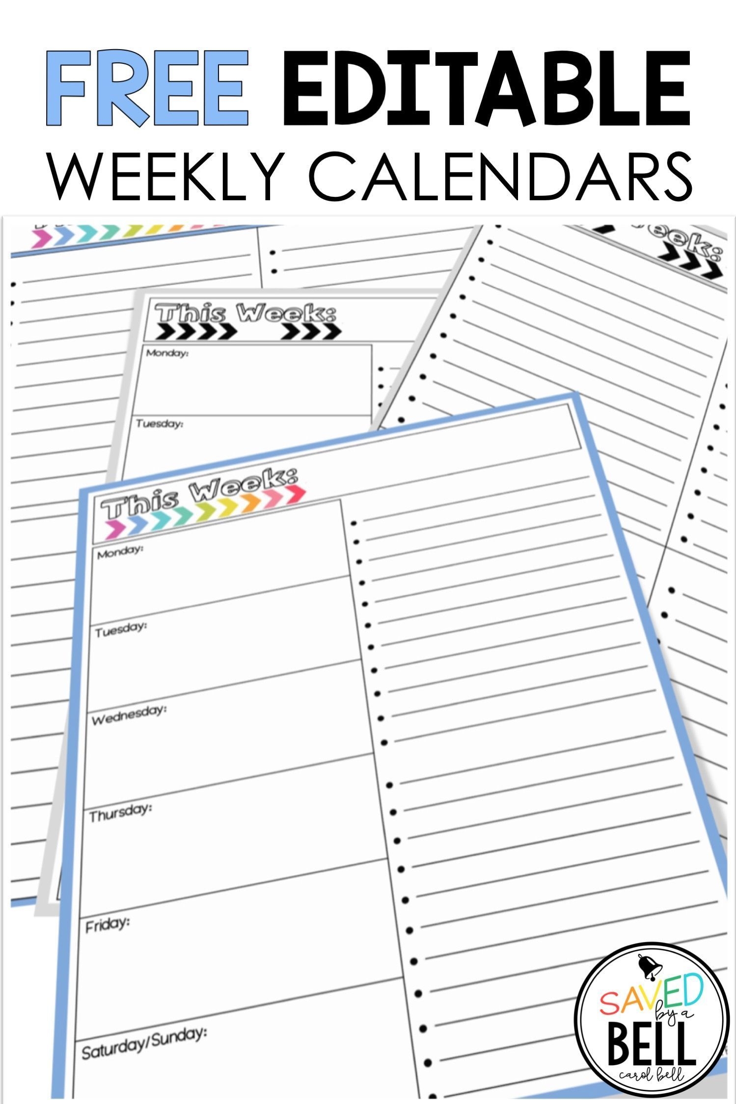 free editable weekly calendar in 2020 | printable lesson