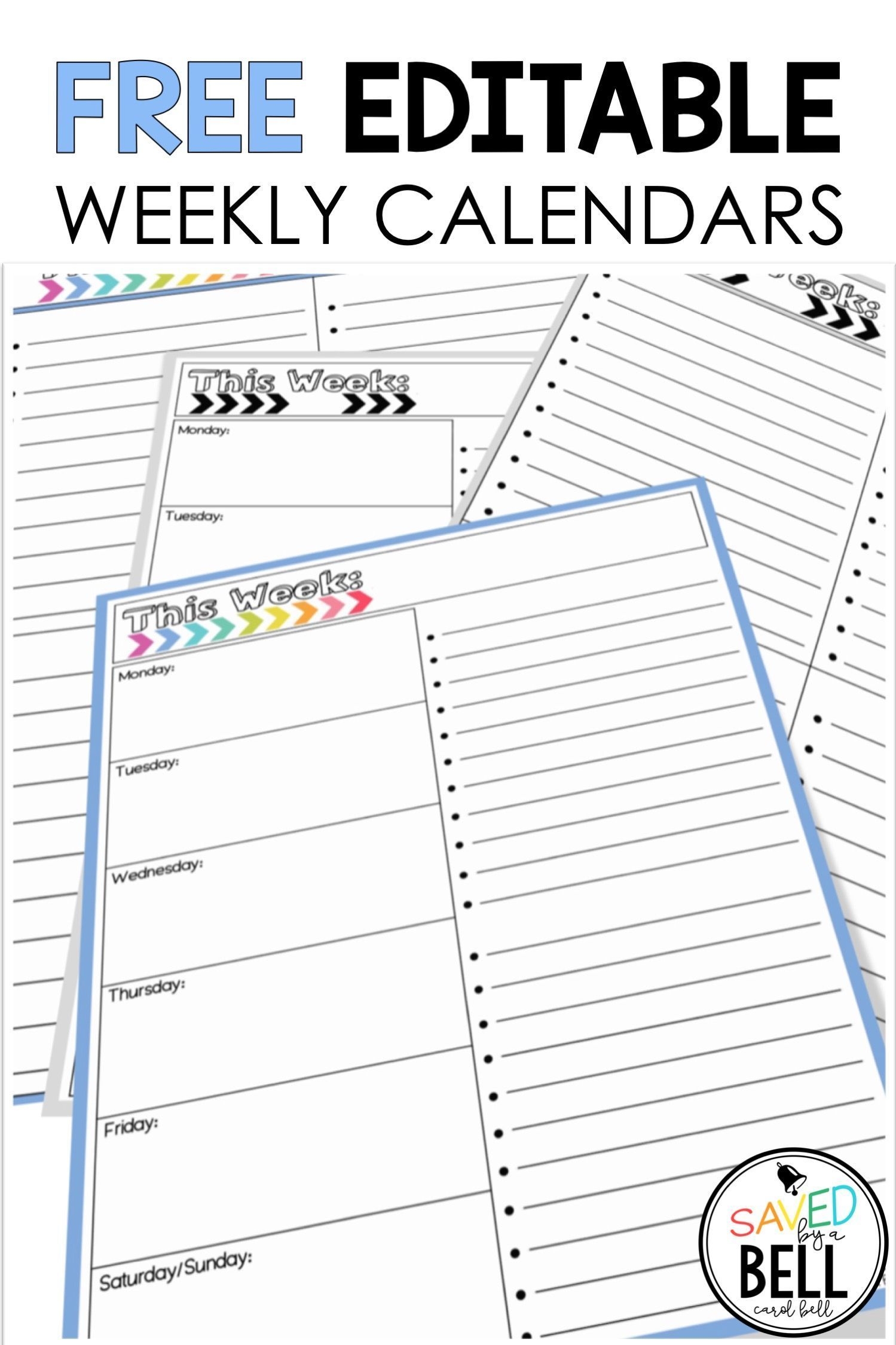 Free Editable Weekly Calendar In 2020 | Printable Lesson