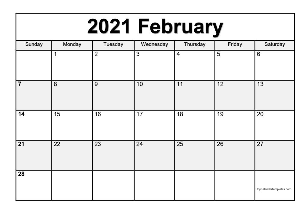 Free February 2021 Calendar Printable (pdf, Word)