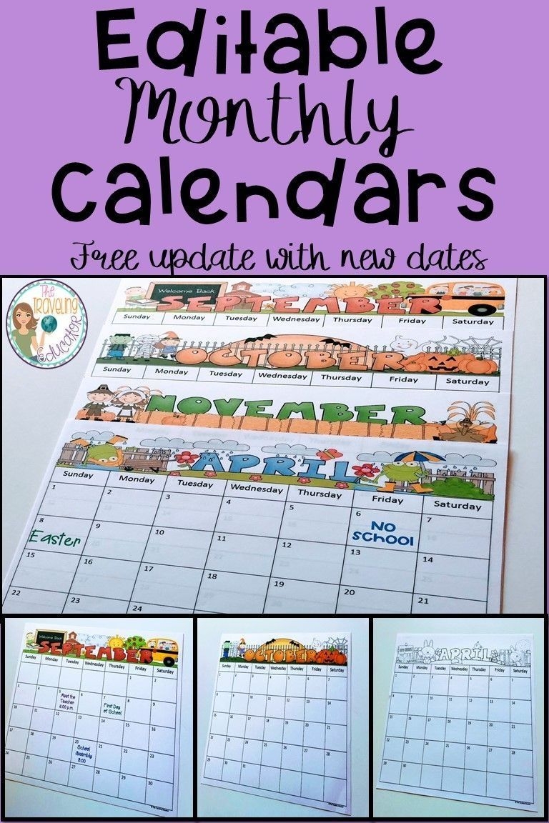 free free editable calendars for teachers | get your