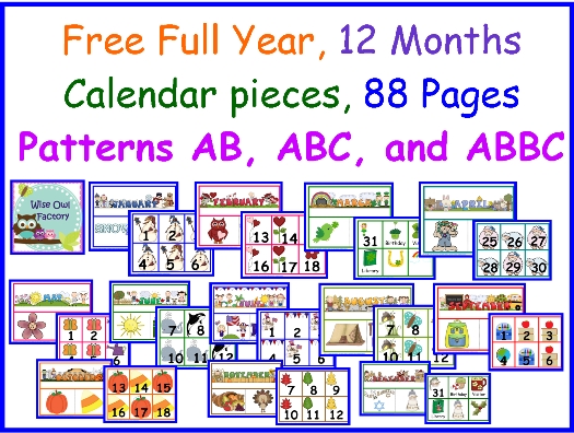 Free Full Year Of Calendar Numbers And Headers | Preschool