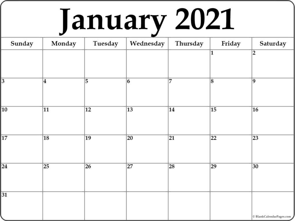 Free January 2021 Calendar Printable Blank Templates