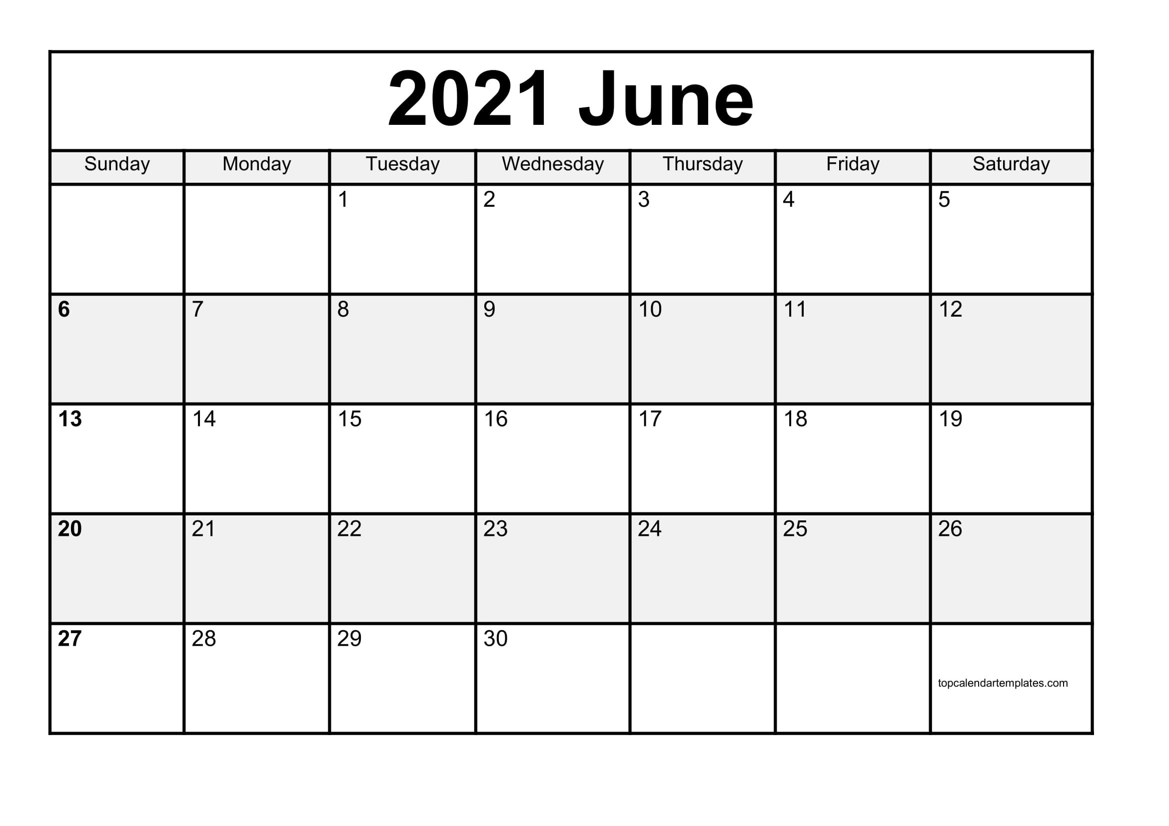 Free June 2021 Calendar Printable (pdf, Word) Templates