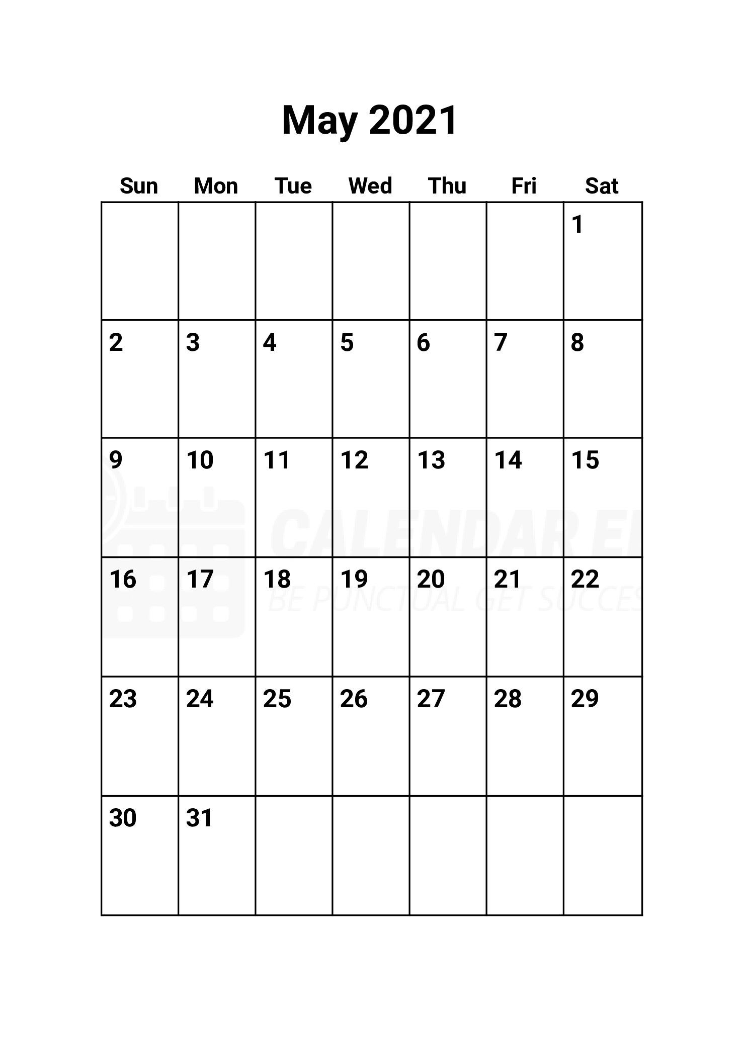 Free May 2021 Calendars | 2021 Blank Printable Templates