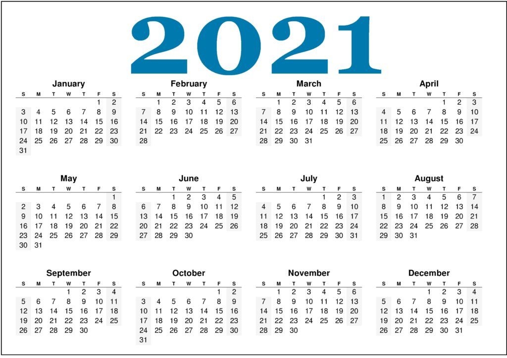 Free Monthly 2021 Printable Calendar Template