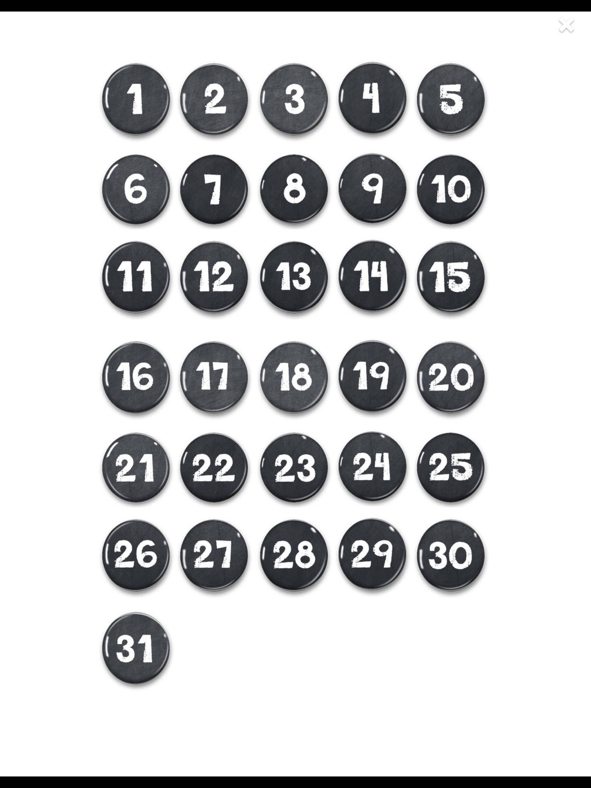 Free Numbers For Calendars 1 31 Toddlers | Get Your