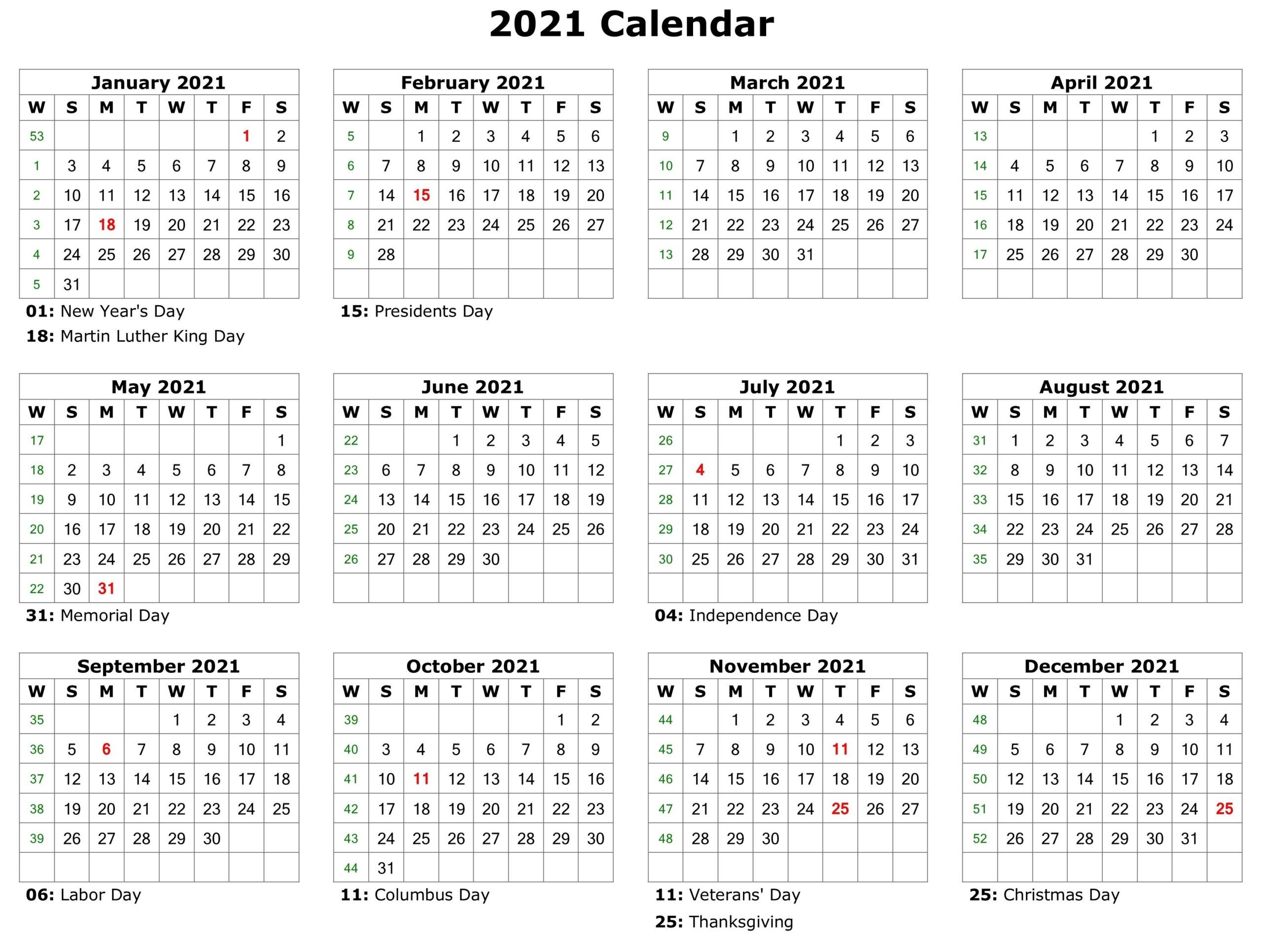 Free Print 2021 Calendars Without Downloading | Calendar