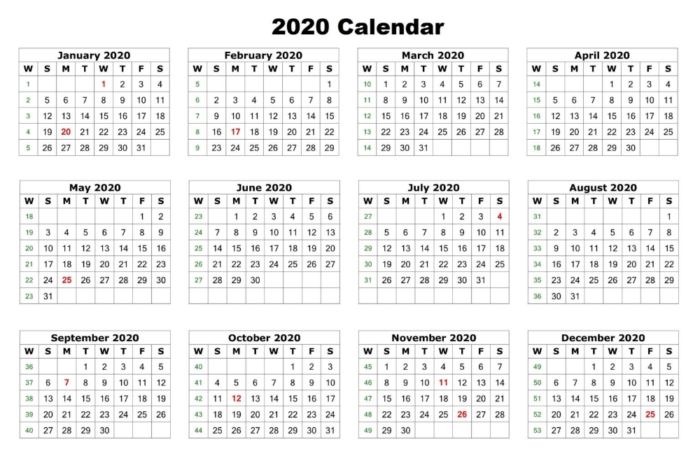 free printable 12 month 2020 calendar template word, excel