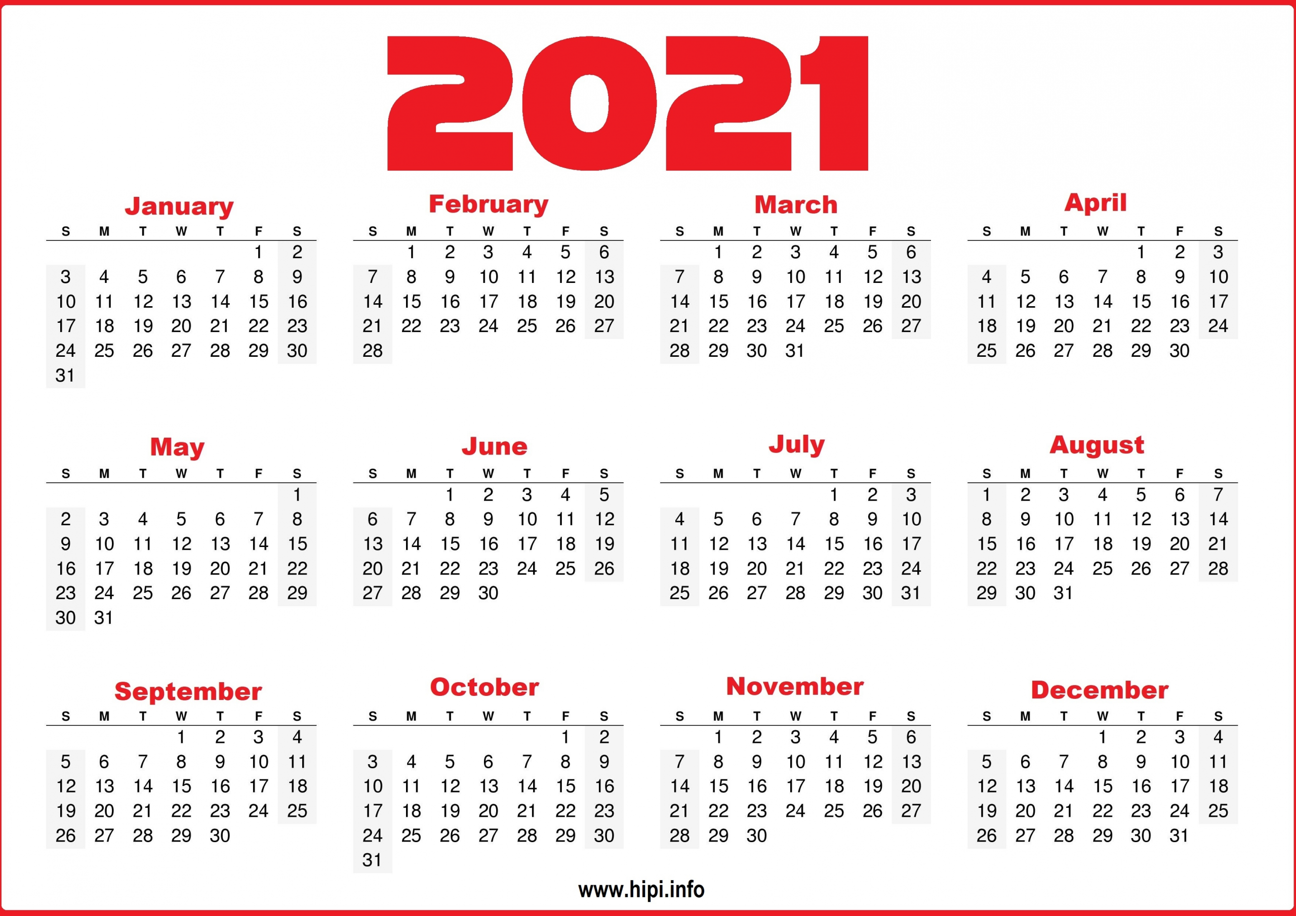 free printable 12 month 2021 calendar with lines
