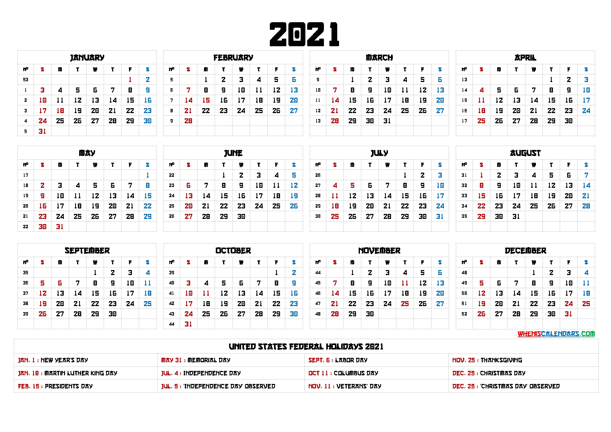 free printable 12 month calendar 2021 12 templates