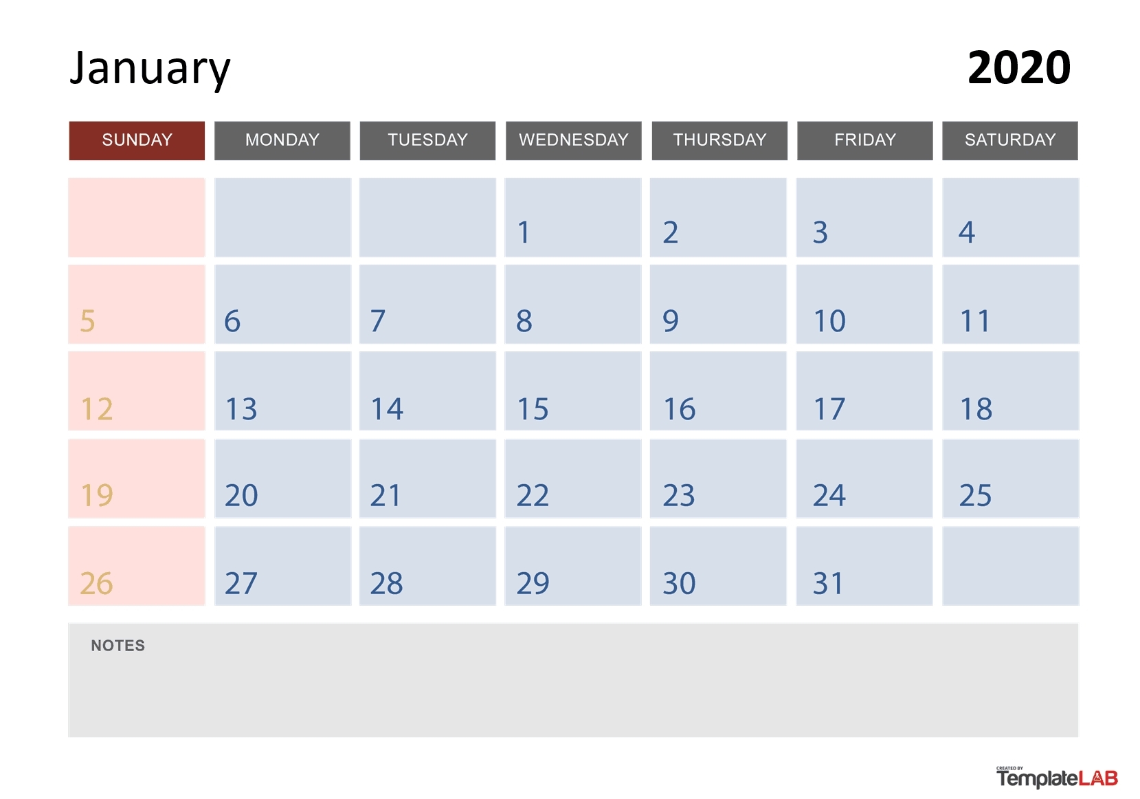 free printable 2020 calendar with space to write