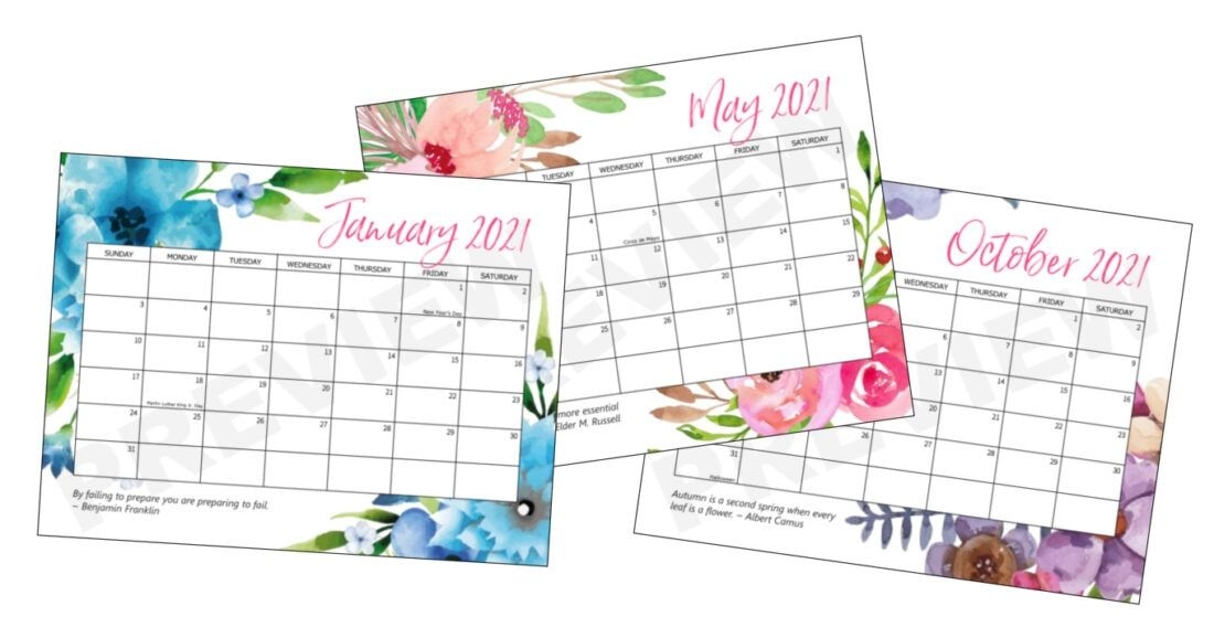 Free Printable 2021 Calendar Craftsamanda Free
